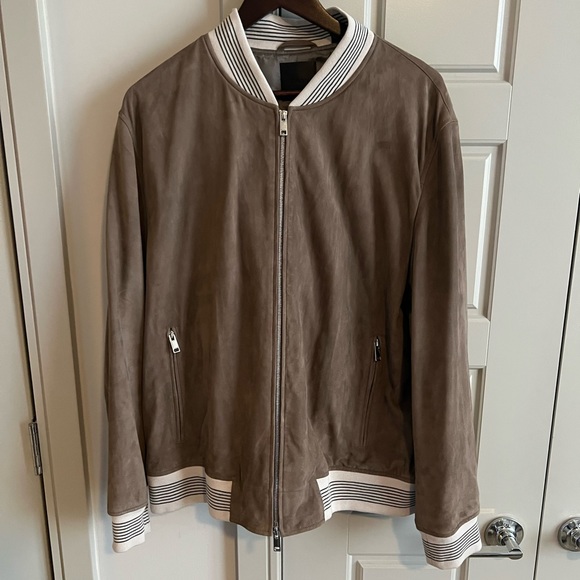Tan Suede Theory Bomber Jacket XL - Picture 2 of 5